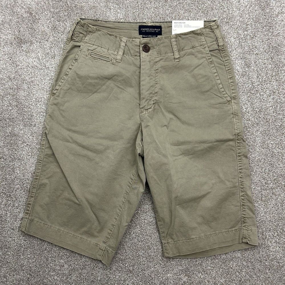 American Eagle Men's Size 26 Beige/Tan Longer Length Shorts Below the‎ Knee NEW